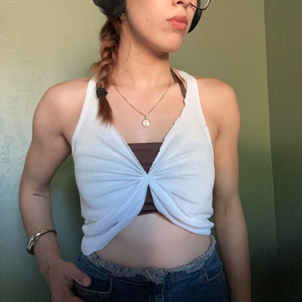 Unlisted White Twist Front Crop Top